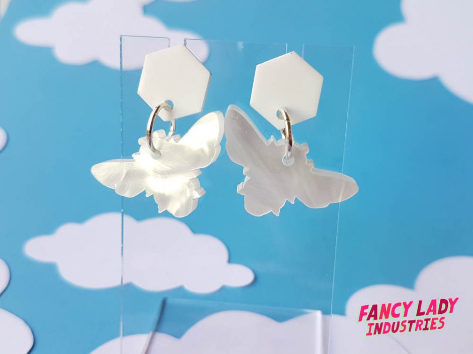 White Pearl Bee Earrings