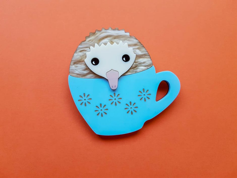 Freya the Albino Echidna Brooch