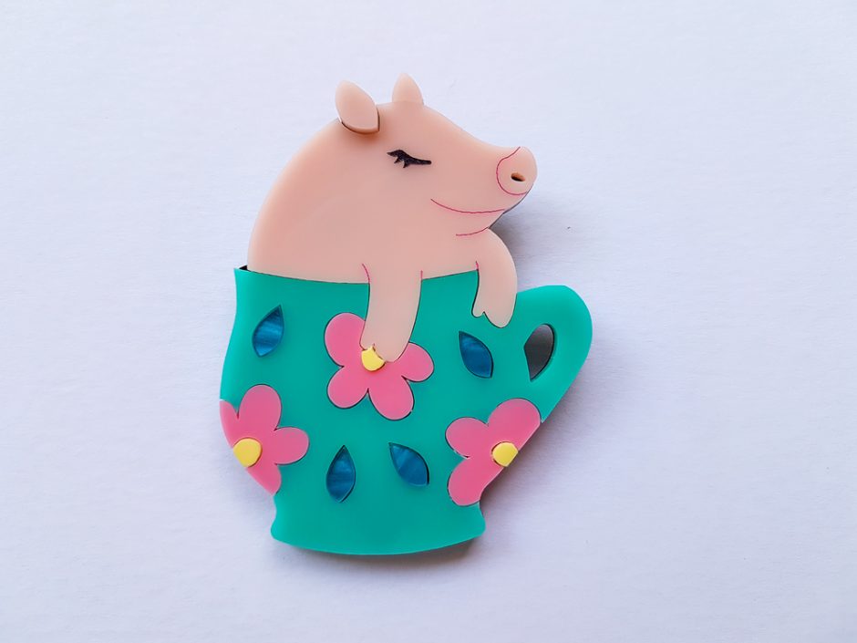 Teacup Pig Brooch
