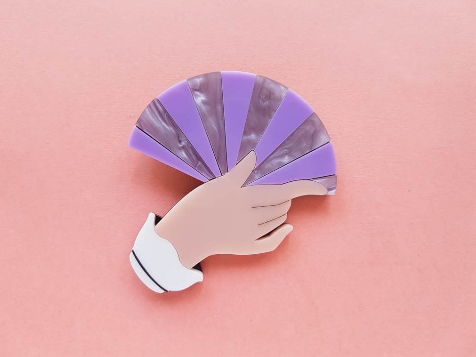 Fancy Hand Holding a Fan Brooch