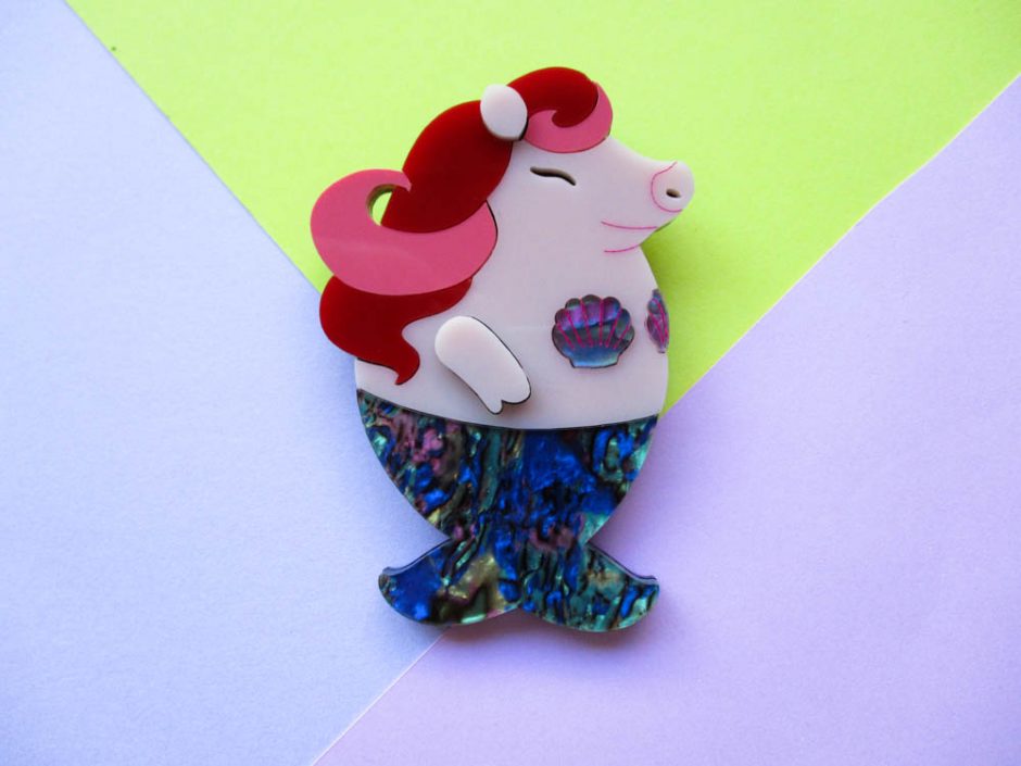 Merpig Brooch
