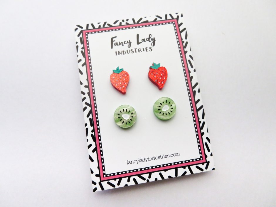 Tiny Strawberry and Kiwi Studs