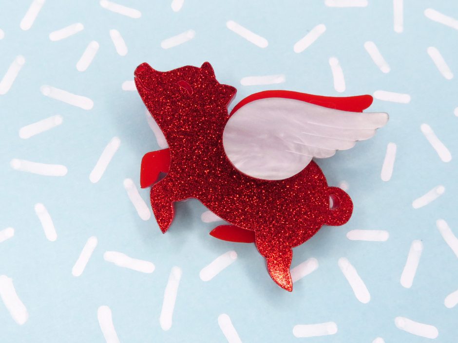 Valentine's Edition Flying Pig Brooch