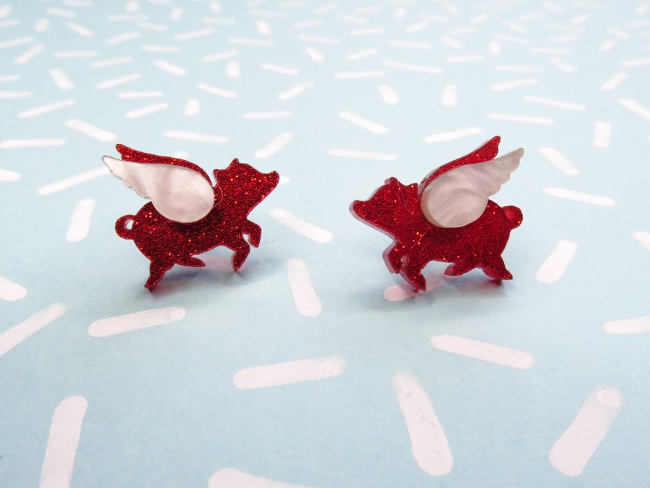 Valentine's Edition Flying Pig Studs