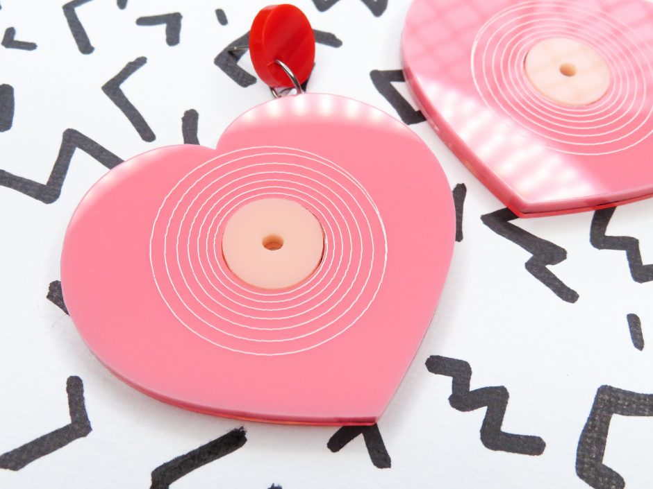 Love Heart Record Earrings
