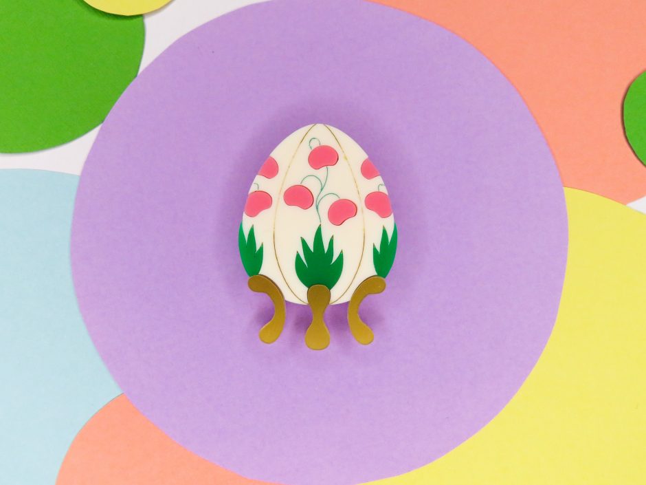 Lilies of the Valley Egg Brooch