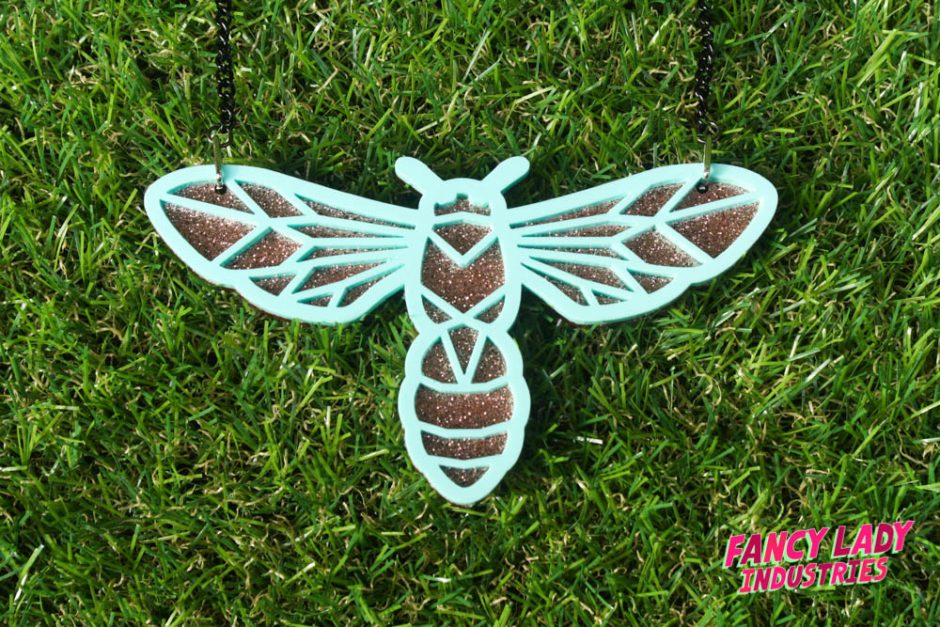 Wasp Necklace (Mint on Copper Glitter)