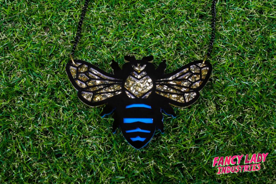 Blue Banded Bee Necklace